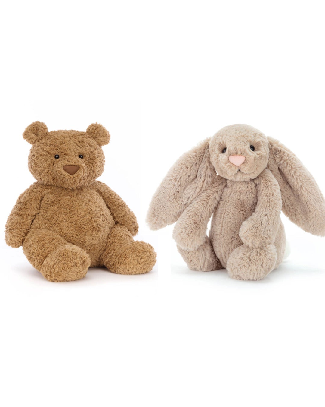 Barnaby Brown Bear and Honey Beige Bunny plush toy bundle from Floofyland – premium cuddle duo with 10% savings.